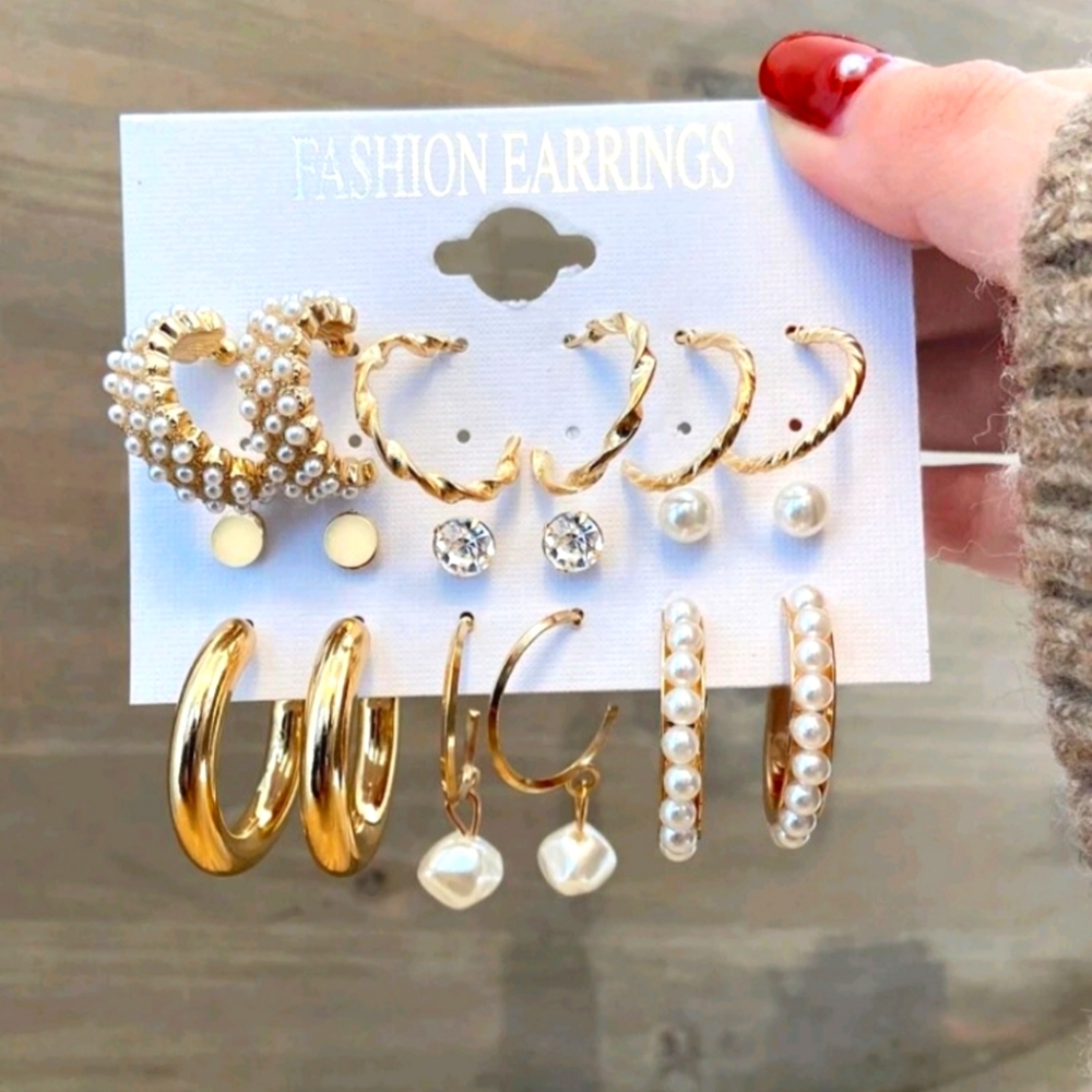 9 pairs Faux Pearl Earring